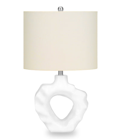 27" Cream Resin Rippled Sculptural Table Lamp|Lampe de table sculptée et ondulée de 27 po en résine crème
