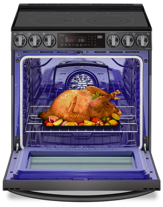 Cuisinière intelligente électrique LG de 6,3 pi³ avec friture à air et convection ProBake ConvectionMD - acier inoxydable noir Smudge-ProofMD - LSEL6335D