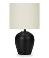 Lampe de table de 17 po en céramique noire avec abat-jour cylindrique