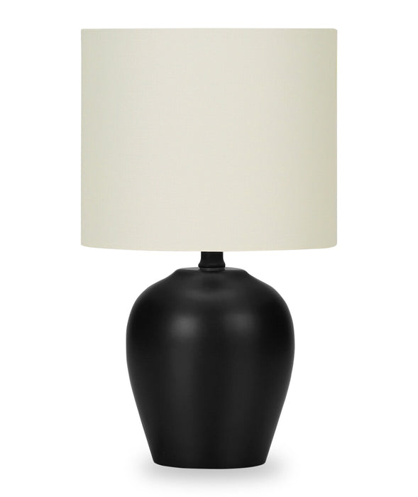 Lampe de table de 17 po en céramique noire avec abat-jour cylindrique