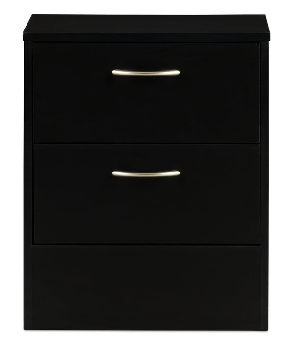 Table de nuit Arlo de 18,3 po (L) x 22 po (H) à 2 tiroirs, fabriquée au Canada - noire