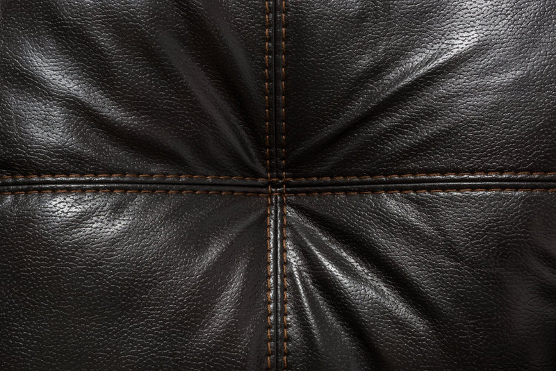 Sofa Addison de 86 po fabriqué au Canada en tissu d’apparence cuir avec coussin de siège amovible et capitonnage - noir mûre