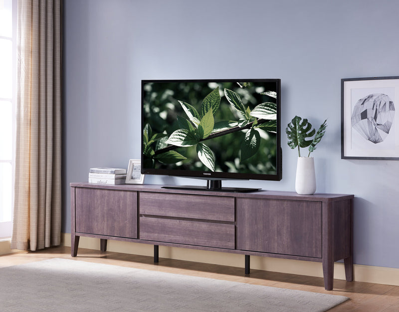 Meuble pour téléviseur moderne Gabe de 84 po avec rangement pour téléviseurs jusqu’à 90 po - brun noyer