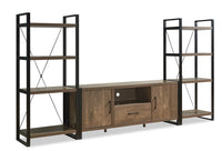 Meuble audio-vidéo moderne Alvin 3 pièces de 117 po avec rangement et système de gestion des câbles pour téléviseurs jusqu’à 70 po - noisette