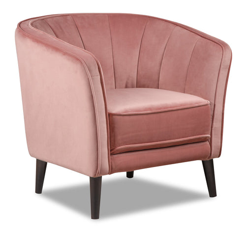  Fauteuil d’appoint Brinley de 29 po en tissu de velours avec pattes en bois - rose