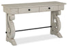 Table de salon traditionnelle Bronwyn de 50 po avec rangement - pin albâtre avec base en bois à volutes