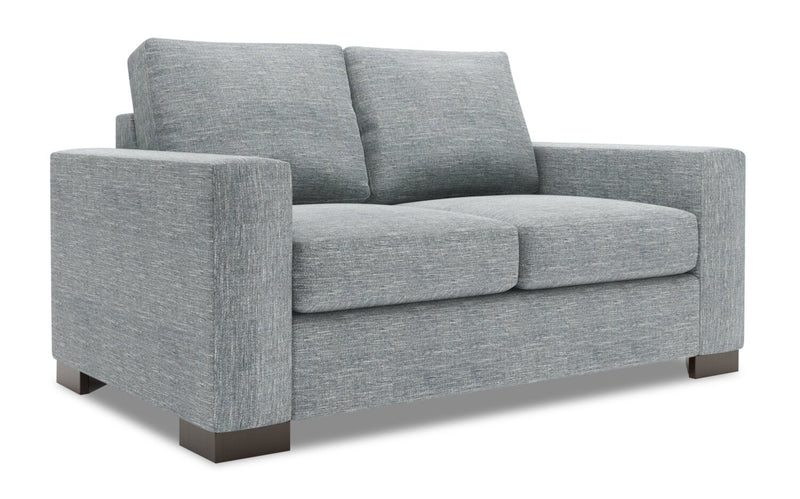 Causeuse personnalisable Track de Sofa Lab de 62 po fabriquée au Canada en tissu d’apparence lin avec accoudoirs rectilignes - gris Luna Pewter