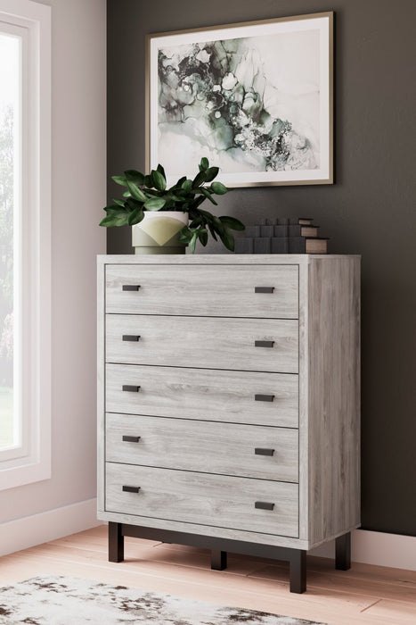 Commode verticale Zen de 44,7 po (L) x 52,5 po (H) à 5 tiroirs pour la chambre à coucher - grise