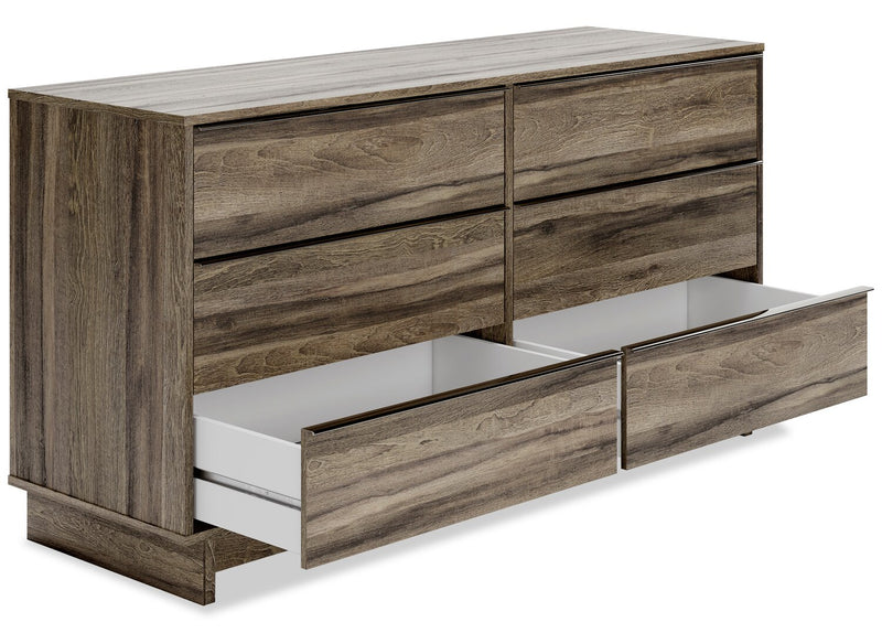 Commode Arik de 59 po (L) x 30,8 po (H) à 6 tiroirs pour la chambre à coucher - brune