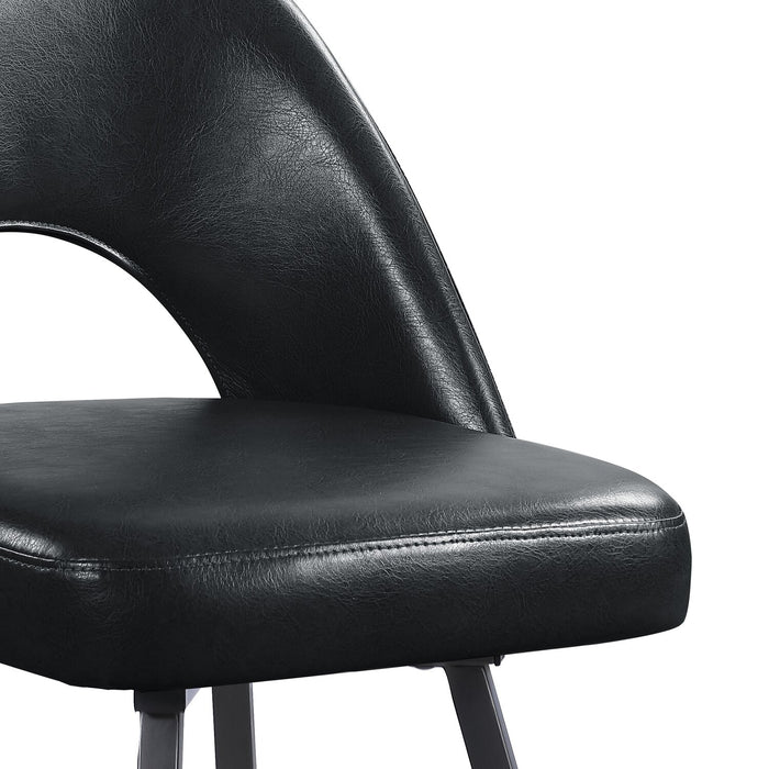 Chaise de salle à manger Elijah en tissu de cuir végétalien et en métal - noire