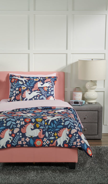 Ensemble de draps Hallie de 3 pièces rayés en coton pour lit simple - rose