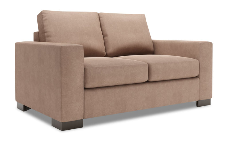 Causeuse personnalisable Track de Sofa Lab de 62 po fabriquée au Canada en tissu d’apparence lin avec accoudoirs rectilignes - brun Pax Wicker