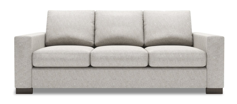 Sofa-lit personnalisable Track de Sofa Lab de 85 po fabriqué au Canada en tissu de chenille avec accoudoirs rectilignes - argenté Luxury Silver
