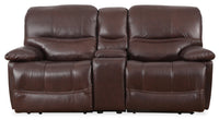  Causeuse à inclinaison électrique Franco de 79 po en cuir véritable avec position zéro gravité, console de rangement et ports USB - brune