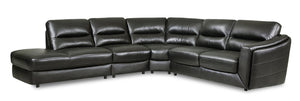 Sofa sectionnel de gauche Romeo 4 pièces en cuir véritable - gris