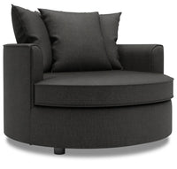  Fauteuil d’appoint enveloppant Sofa Lab de 48 po fabriqué au Canada en tissu d’apparence lin - gris Luna Kohl 