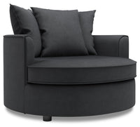  Fauteuil d’appoint enveloppant Sofa Lab de 48 po fabriqué au Canada en tissu d’apparence lin - gris Pax Pepper 