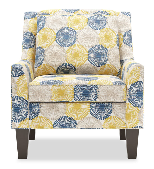 Fauteuil d’appoint club Sofa Lab personnalisable de 29 po fabriqué au Canada en tissu avec pattes en bois - Sunshine multicolore