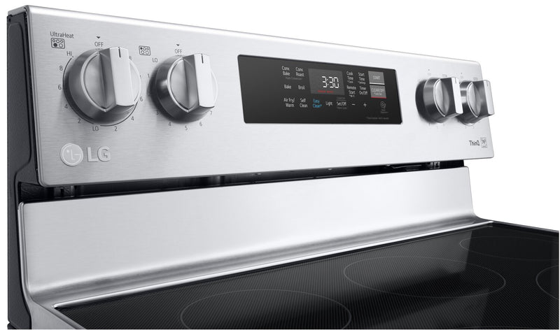 Cuisinière intelligente électrique LG de 6,3 pi³ avec friture à air et convection par ventilateur - acier inoxydable - LREL6323S