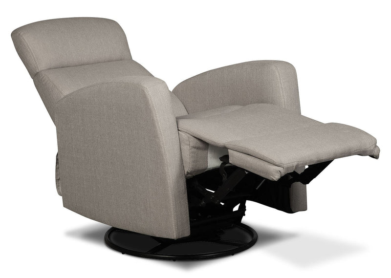 Fauteuil berçant, pivotant et inclinable Penny de 29,1 po en tissu d’apparence lin - taupe