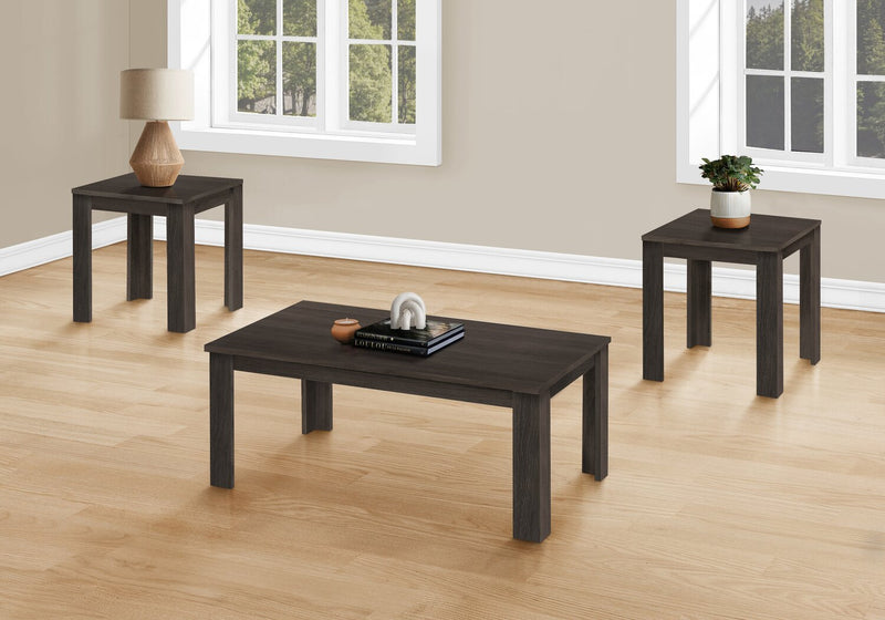 Ensemble 3 tables traditionnelles Remy de 44 po (table à café et 2 tables de bout) - brun-noir 