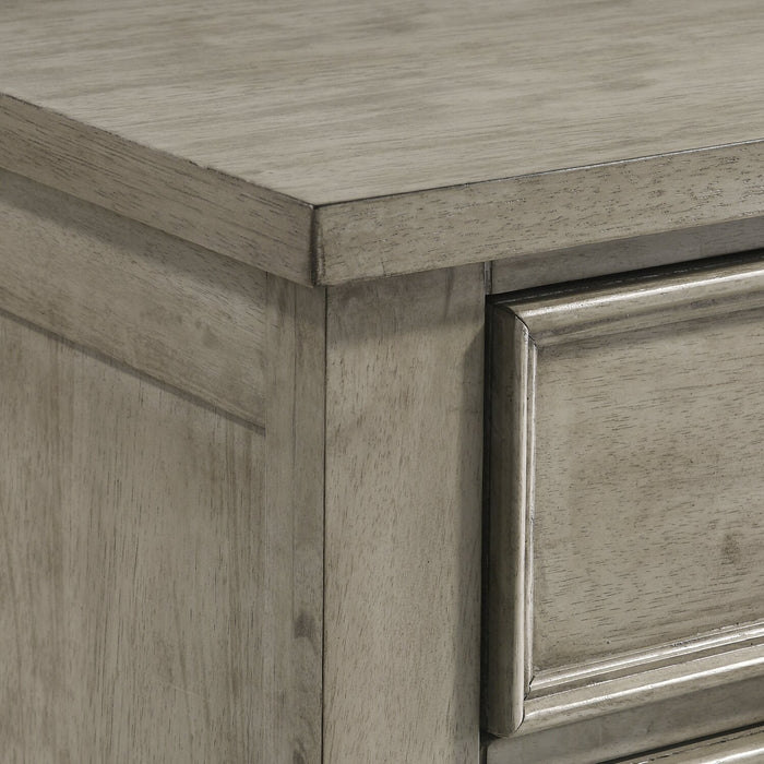 Commode Levi de 67 po (L) x 38 po (H) à 7 tiroirs en bois pour la chambre à coucher - gris bois de grève