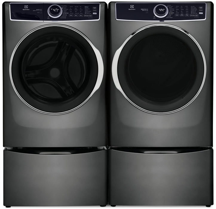 Laveuse à chargement frontal de 5,2 pi³ et sécheuse à gaz de 8 pi³ de Electrolux – titanes