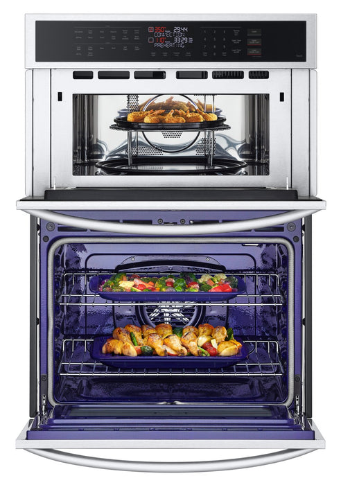 Four mural combiné électrique LG de 6,4 pi³ et de 30 po avec convection par ventilateur - acier inoxydable Smudge-ProofMD - WCEP6423F