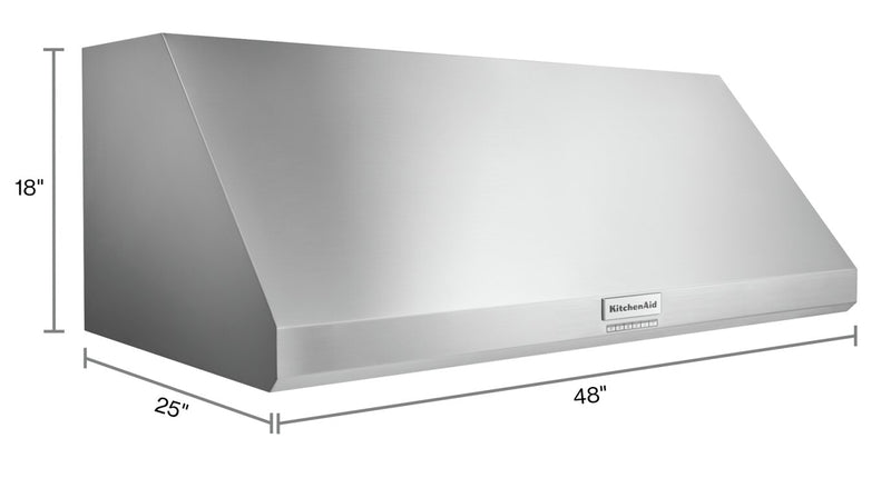 Hotte de cuisinière murale à pavillon KitchenAid de 48 po de style commercial - KVWC908KSS