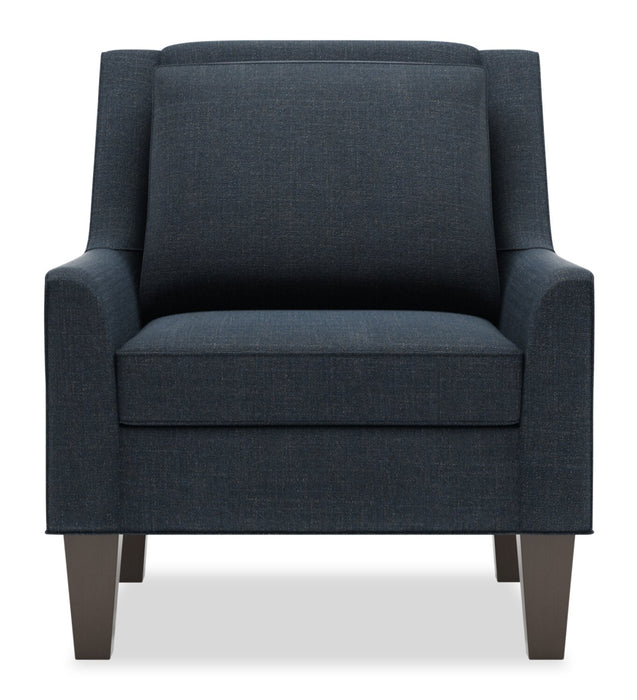 Fauteuil d’appoint club Sofa Lab personnalisable de 29 po fabriqué au Canada en tissu d’apparence lin avec pattes en bois - bleu Luna Sailor 