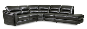 Sofa sectionnel de droite Romeo 4 pièces en cuir véritable - gris