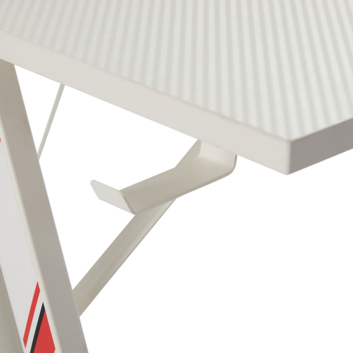 Bureau de jeu Sparta de 48 po avec tablette surélevée pour moniteur - blanc avec touches de noir et de rouge