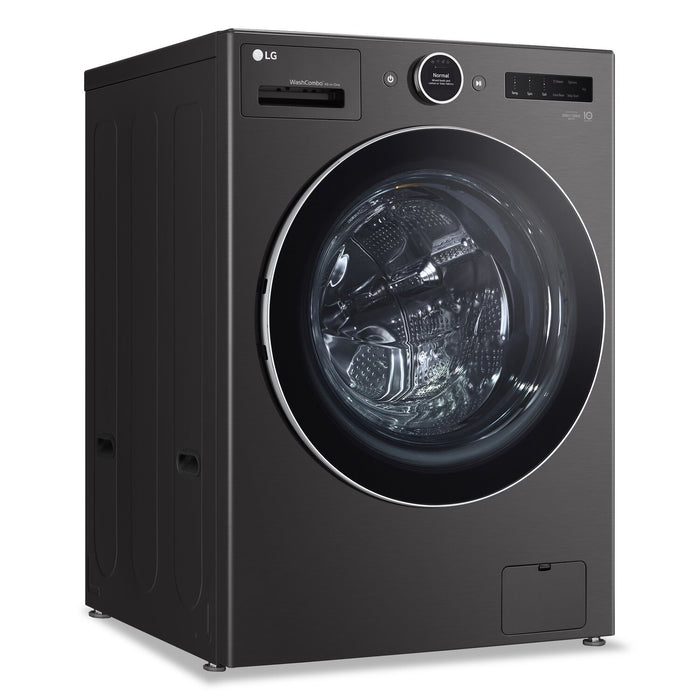 Laveuse-sécheuse tout-en-un à la vapeur intelligente haute efficacité LG de 5,7 pi³ à chargement frontal - acier noir - WM6998HBA