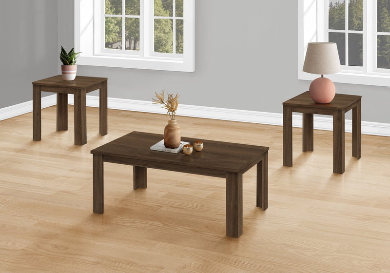 Ensemble 3 tables traditionnelles Remy de 44 po (table à café et 2 tables de bout) - brun 