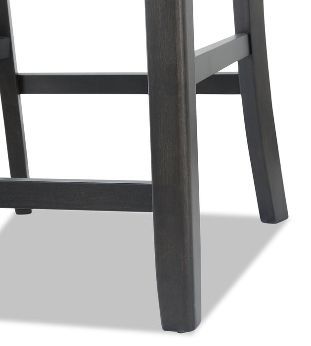 Chaise de salle à manger Dena de hauteur comptoir en tissu de cuir végétalien - grise