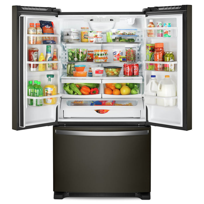 Réfrigérateur Whirlpool de 22 pi³ et de 33 po à congélateur inférieur - acier inoxydable noir - WRFF5333PV