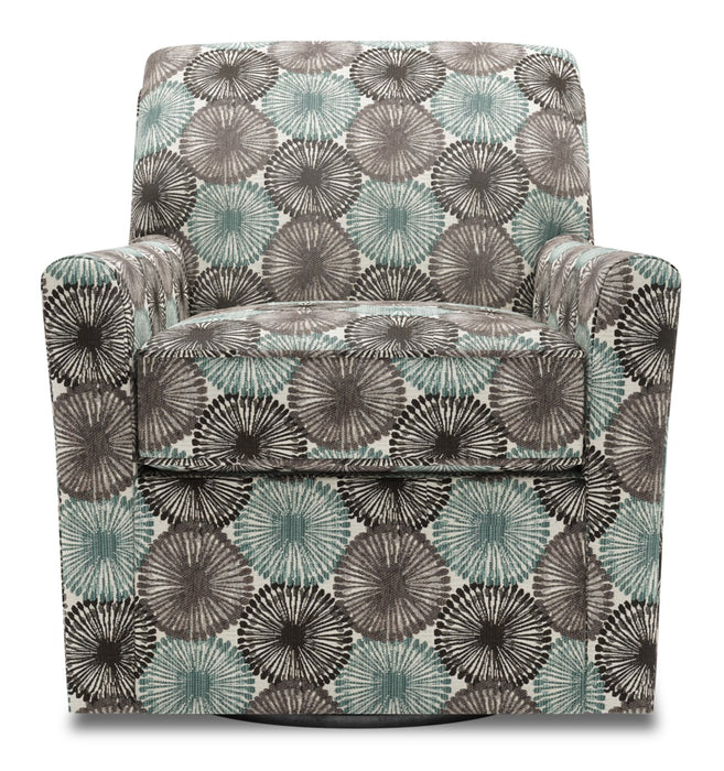 Fauteuil d’appoint pivotant Sofa Lab personnalisable de 31 po fabriqué au Canada en tissu - Midnight multicolore