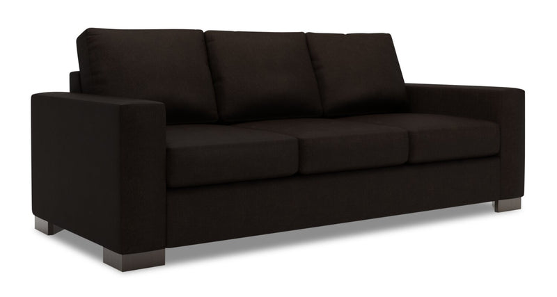 Sofa-lit personnalisable Track de Sofa Lab de 85 po fabriqué au Canada en tissu de chenille avec accoudoirs rectilignes - brun Luxury Chocolate