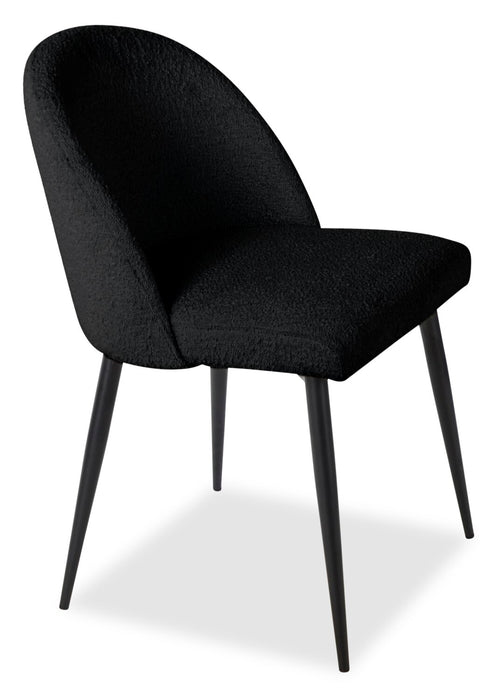 Chaise de salle à manger Bali en tissu bouclé et en métal - noire