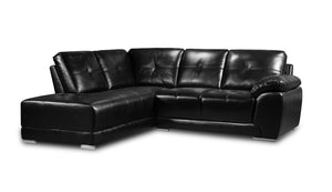 Sofa sectionnel de gauche Rocklin 2 pièces en tissu d'apparence cuir - noir