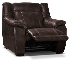 Novo Leather-Look Fabric Power Recliner - Brown | Fauteuil à inclinaison électrique Novo en tissu d'apparence cuir - brun | NOV2BNPC