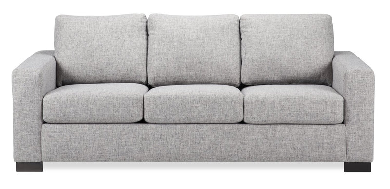 Sofa-lit personnalisable Track de Sofa Lab de 85 po fabriqué au Canada en tissu d’apparence lin avec accoudoirs rectilignes - gris Luna Domino
