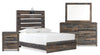 Ensemble de chambre à coucher Abby 6 pièces avec lit à panneau, commode, miroir, table de nuit, lumière DEL et port USB, brun - format lit double