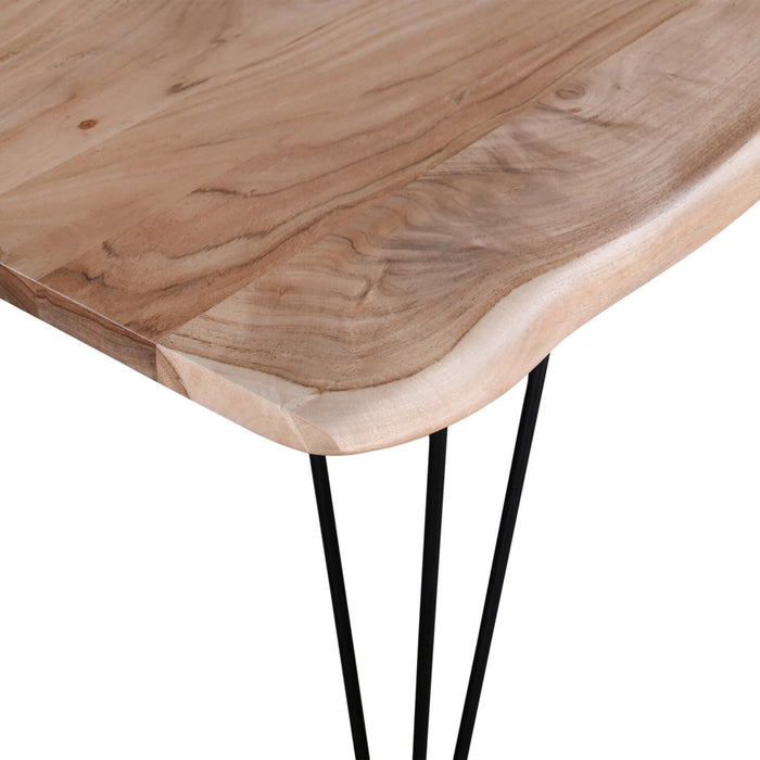 Table de salle à manger Miya de 60 po (L) en acacia et métal avec bordures Live Edge - naturelle