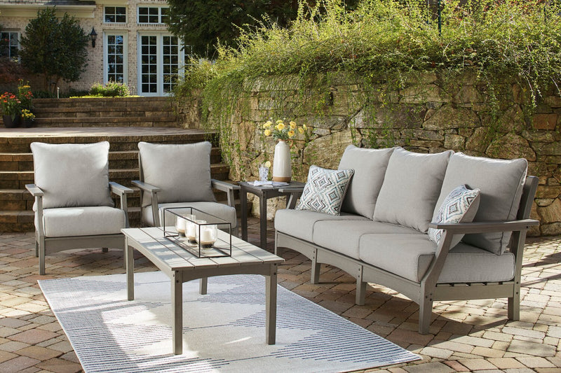 Table de bout Cape pour la terrasse à l’extérieur - 21 po (L), plastique à haute densité, résistante aux rayons UV et aux intempéries - grise