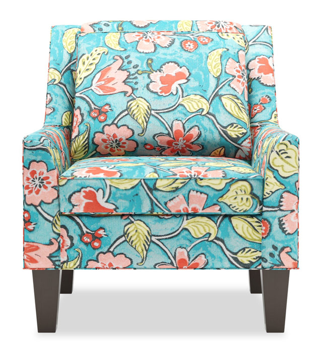Fauteuil d’appoint club Sofa Lab personnalisable de 29 po fabriqué au Canada en tissu avec pattes en bois - Malibu multicolore