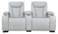  Sièges à inclinaison électrique de cinéma maison Cinema de 79,6 po en tissu d’apparence cuir avec 2 sièges - gris brume cosmique