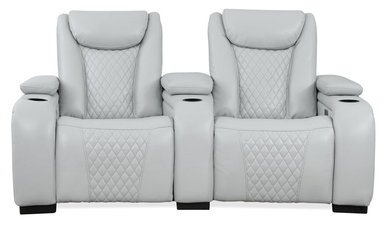 Sièges à inclinaison électrique de cinéma maison Cinema de 79,6 po en tissu d’apparence cuir avec 2 sièges - gris brume cosmique