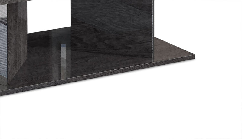 Table à café moderne Mara de 51,1 po - bois gris foncé avec fini laqué