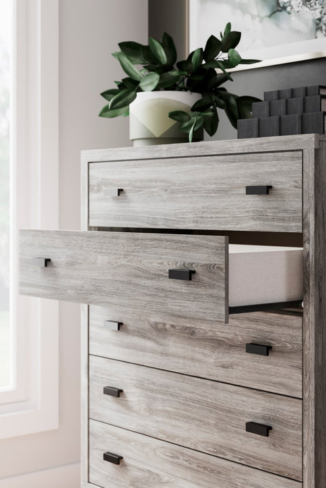 Commode verticale Zen de 44,7 po (L) x 52,5 po (H) à 5 tiroirs pour la chambre à coucher - grise